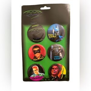 Vintage Set 6 DC Comics 1995 Batman Forever Movie Pinback Buttons Birthday